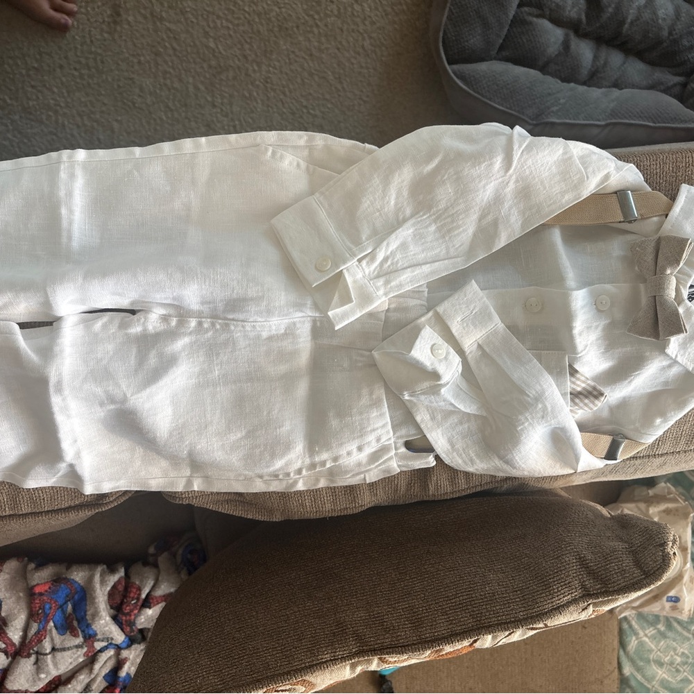 White Linen Toddler Suit with Accessories